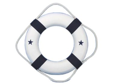 Classic White Decorative Lifering with Blue Bands 6""