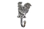 Rustic Silver Cast Iron Rooster Hook 7""
