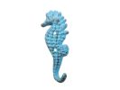 Rustic Light Blue Cast Iron Seahorse Hook 5""