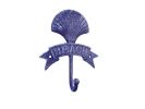 Rustic Dark Blue Cast Iron Seashell Beach Hook 8""