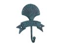 Seaworn Blue Cast Iron Seashell Beach Hook 8""