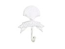 Whitewashed Cast Iron Seashell Beach Hook 8""
