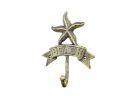 Rustic Gold Cast Iron Starfish Beach Hook 8""