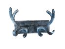 Rustic Silver Cast Iron Antler Double Hook 8""