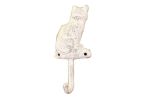 Whitewashed Cast Iron Cat Hook 7""