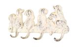 Whitewashed Cast Iron Dog Wall Hooks 8""