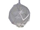 Clear Japanese Glass Ball With White Netting Christmas Ornament 4""