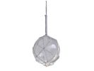 Clear Japanese Glass Ball With White Netting Christmas Ornament 4""