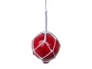 Red Japanese Glass Ball With White Netting Christmas Ornament 4&quot;