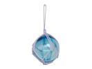 Light Blue Japanese Glass Ball With White Netting Christmas Ornament 3""