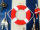 Vibrant Red Decorative Lifering with White Bands 15""