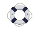 Classic White Decorative Anchor Lifering With Blue Bands Christmas Ornament 6""