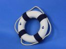 Classic White Decorative Anchor Lifering With Blue Bands Christmas Ornament 6""
