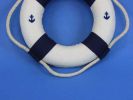Classic White Decorative Anchor Lifering With Blue Bands Christmas Ornament 6""