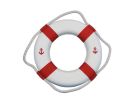 Classic White Decorative Anchor Lifering With Red Bands Christmas Ornament 10""