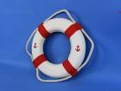 Classic White Decorative Anchor Lifering With Red Bands Christmas Ornament 10""