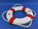 Classic White Decorative Lifering with Red Bands Christmas Ornament 10""