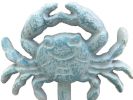 Rustic Light Blue Whitewashed Cast Iron Wall Mounted Crab Hook 5""