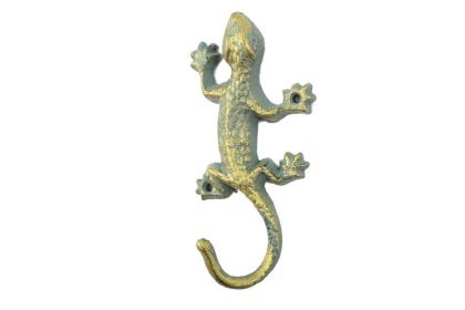Antique Seaworn Bronze Cast Iron Lizard Hook 6""