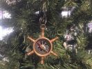 Antique Brass Ship's Wheel Compass Christmas Ornament 4""