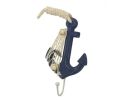 Wooden Rustic Decorative Blue Anchor with Hook 7""