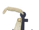 Wooden Rustic Decorative Blue Anchor with Hook 7""
