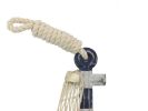 Wooden Rustic Decorative Blue and White Anchor with Hook 7""