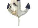Wooden Rustic Decorative Blue and White Anchor with Hook 7""