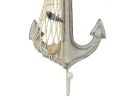 Wooden Whitewashed Decorative Anchor with Hook 7""