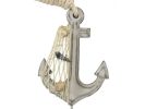 Wooden Whitewashed Decorative Anchor with Hook 7""