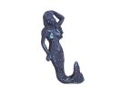 Rustic Dark Blue Cast Iron Mermaid Hook 6""