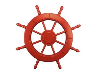 Red Decorative Ship Wheel 24""