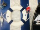Classic White Decorative Lifering with Blue Bands 20""
