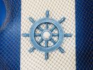 Rustic All Light Blue Decorative Ship Wheel With Seashell 12""