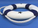 Classic White Decorative Lifering with Blue Bands Christmas Ornament 10""
