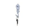 Whitewashed Cast Iron Oak Tree Leaf with Acorns Decorative Metal Tree Branch Hook 6.5""