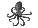 Rustic Silver Cast Iron Wall Mounted Octopus Hooks 7""