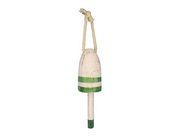 Wooden Vintage Green Maine Decorative Lobster Trap Buoy 7""