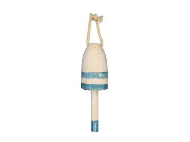 Wooden Vintage Light Blue Decorative Lobster Trap Buoy 7""