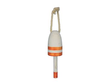 Wooden Vintage Orange Decorative Lobster Trap Buoy 7""