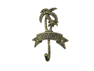 Rustic Gold Cast Iron Palm Tree Beach Hook 8""