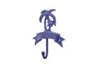 Rustic Dark Blue Cast Iron Palm Tree Beach Hook 8""
