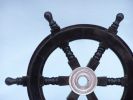 Deluxe Class Wood and Chrome Decorative Pirate Ship Steering Wheel 12""