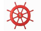 Red Ship Decorative Wheel with Seagull and Lifering 18""