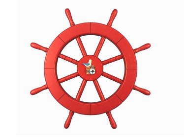 Red Ship Decorative Wheel with Seagull and Lifering 18""