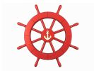 Red Ship Decorative Wheel with Anchor 18""