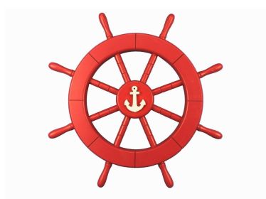 Red Ship Decorative Wheel with Anchor 18""