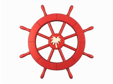 Red Ship Decorative Wheel with Palm Tree 18""
