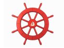 Red Ship Decorative Wheel with Sailboat 18""
