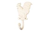 Whitewashed Cast Iron Rooster Hook 7""